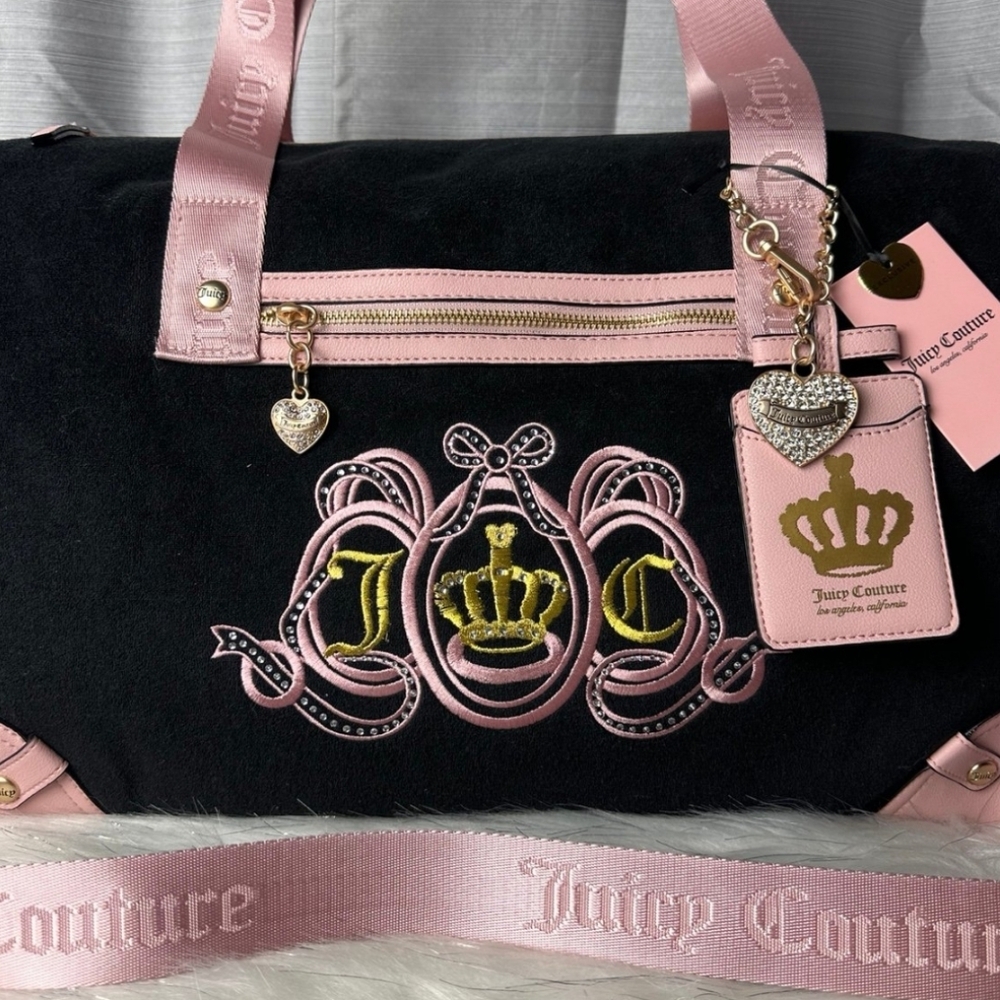 JUICY COUTURE Liquorice/pink Diamond Juicy Lovers Club Weekender Duffle Bag - Picture 7 of 9